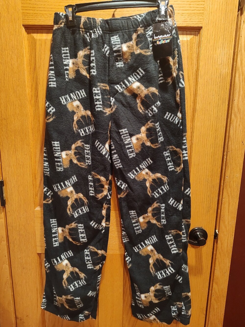 FUN BOXERS Mens Fleece Loungepants, Deer Hunter Print